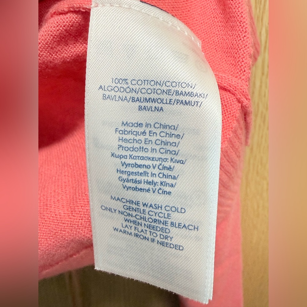 CHAPS Coral Pink Cotton Cardigan Sweater Size L NWT - Picture 8 of 9
